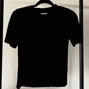 Nation Anthropologie Black Crew Ribbed Neck T-Shirt